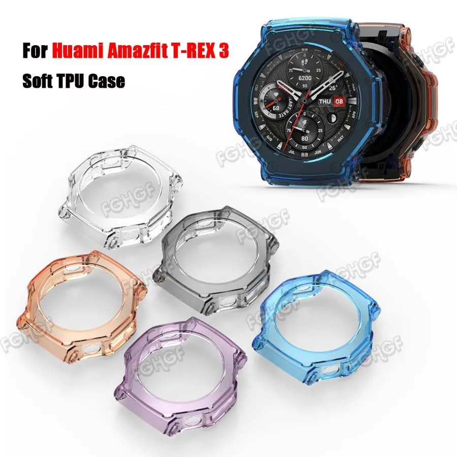 Protective Case Cover For Amazfit T-REX 3 Bumper Soft TPU Shell Frame For Huami Amazfit T Rex 3 Protector Smart Watch Accessory