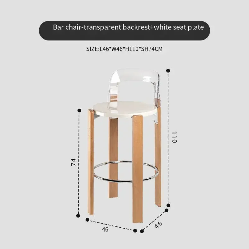 Transparent plastic bar and dining chairs Multi scene high legged wooden bar chairs Minimalist modern bar chairs