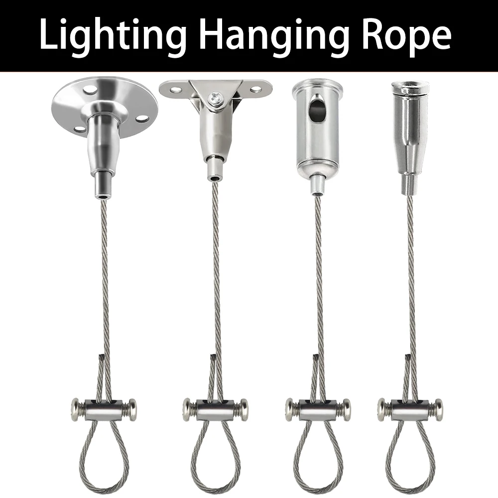 2-4PCS Adjustable 1.5mm 304 Stainless Steel Wire Rope Ceiling Advertising Board Acrylic Board Suspension Fixed Hanging Rope Kit
