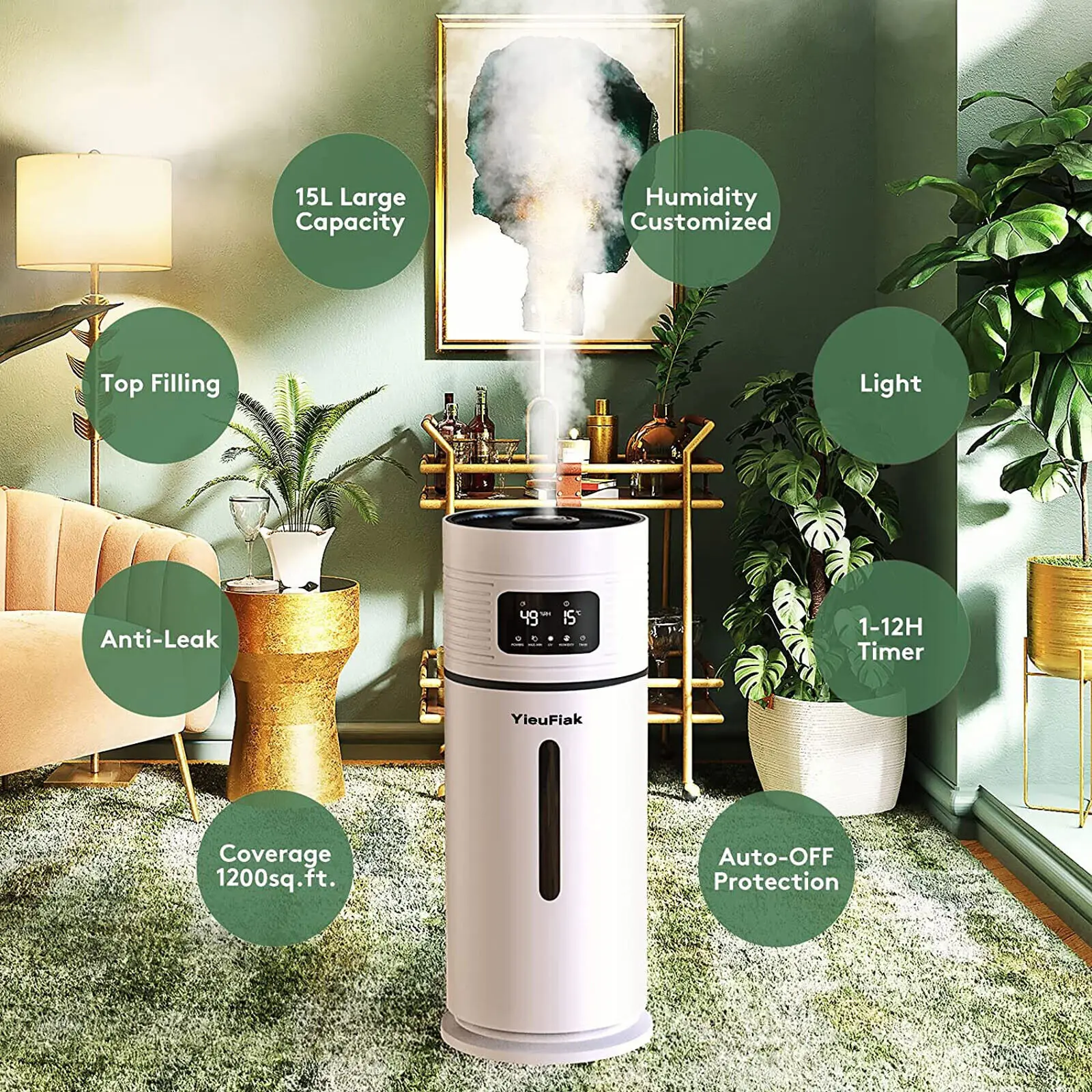 4 Gal Large Humidifiers Whole-House Style Commercial Industrial Humidifier 360°