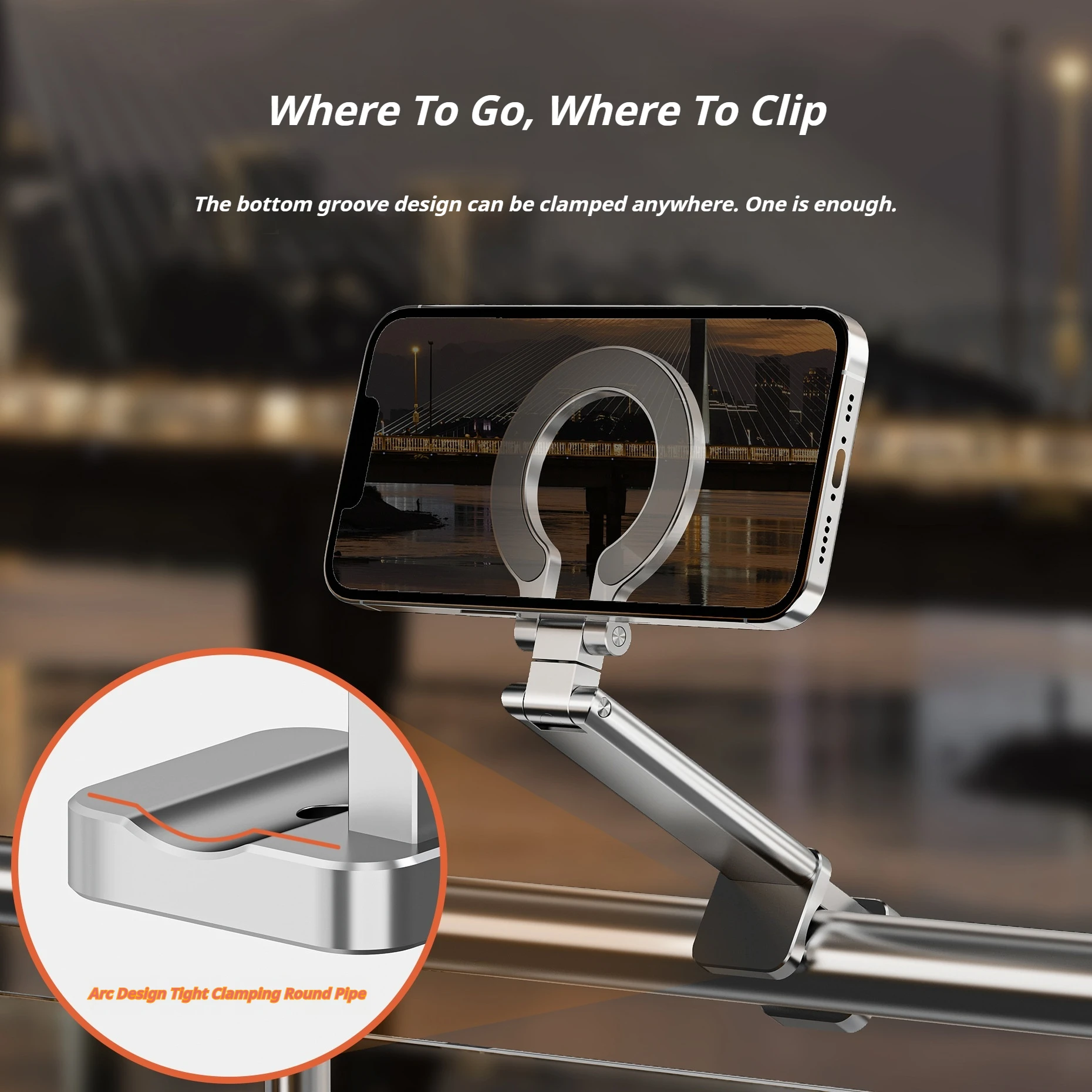 Untuk Magsafe dudukan ponsel Universal magnetis, dudukan telepon fleksibel dengan desain sekrup 1/4, dudukan telepon pesawat rotasi fleksibel