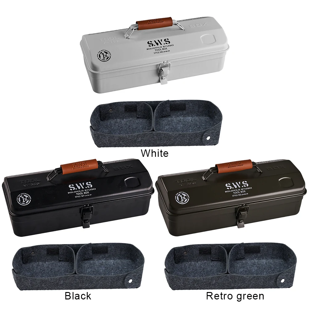 Tool Organization Box with Handle Portable Carry Storage Box Anti-Slip Camping Toolbox Iron Box Camping Accessories