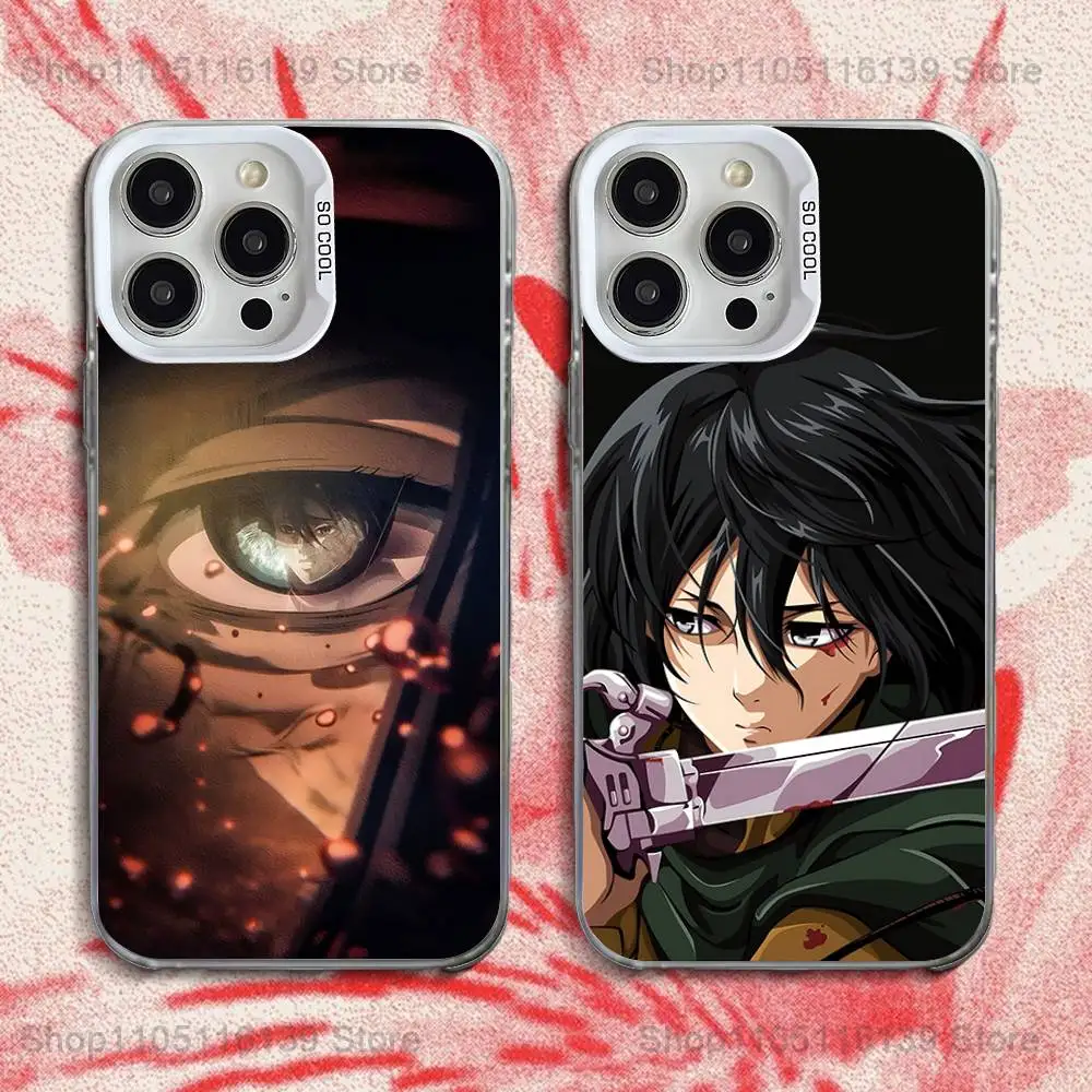 

A-Attack on T-Titan M-Mikasa Phone Case For iPhone 16,15,14,13,12,11,Pro,XS,Max,Plus,Mini,SE White Candy Matte Shockproof Cover
