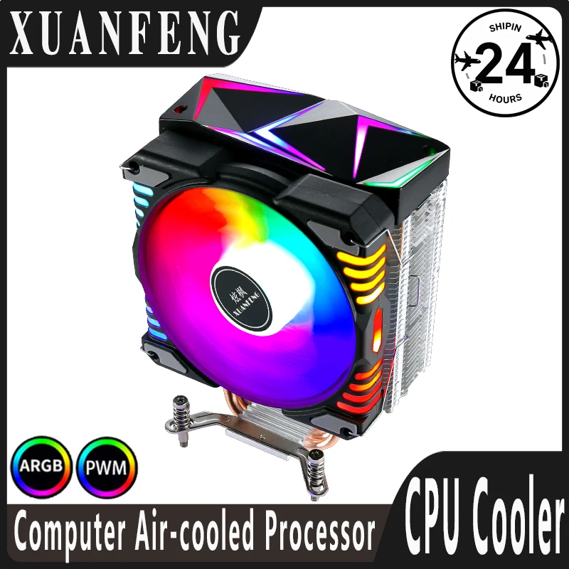 

XUANFENG CPU Cooler x79 x99 Black Knight ARGB Fan 120 мм 4 Heat Pipe Rendering Кулер для ПК Установка LGA115x 1200 1700 18xx 2011 2066