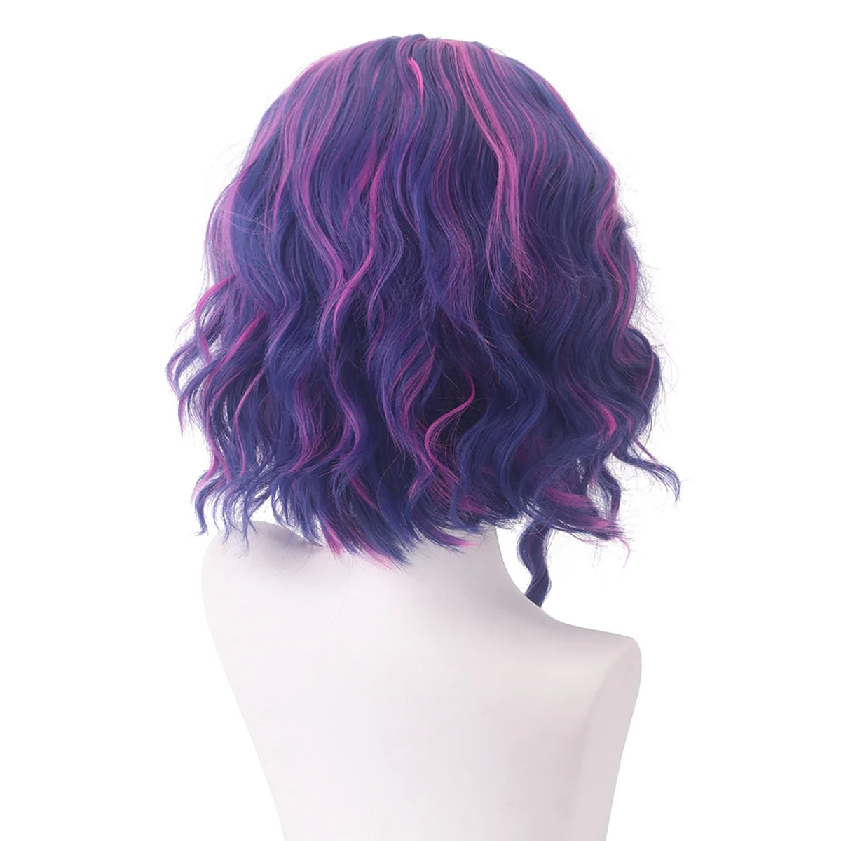 شعر مستعار اصطناعي طويل مموج أرجواني أزرق زي تنكري ألياف مقاومة للحرارة شعر أنيمي حفلة الهالوين لعب الأدوار الموضة