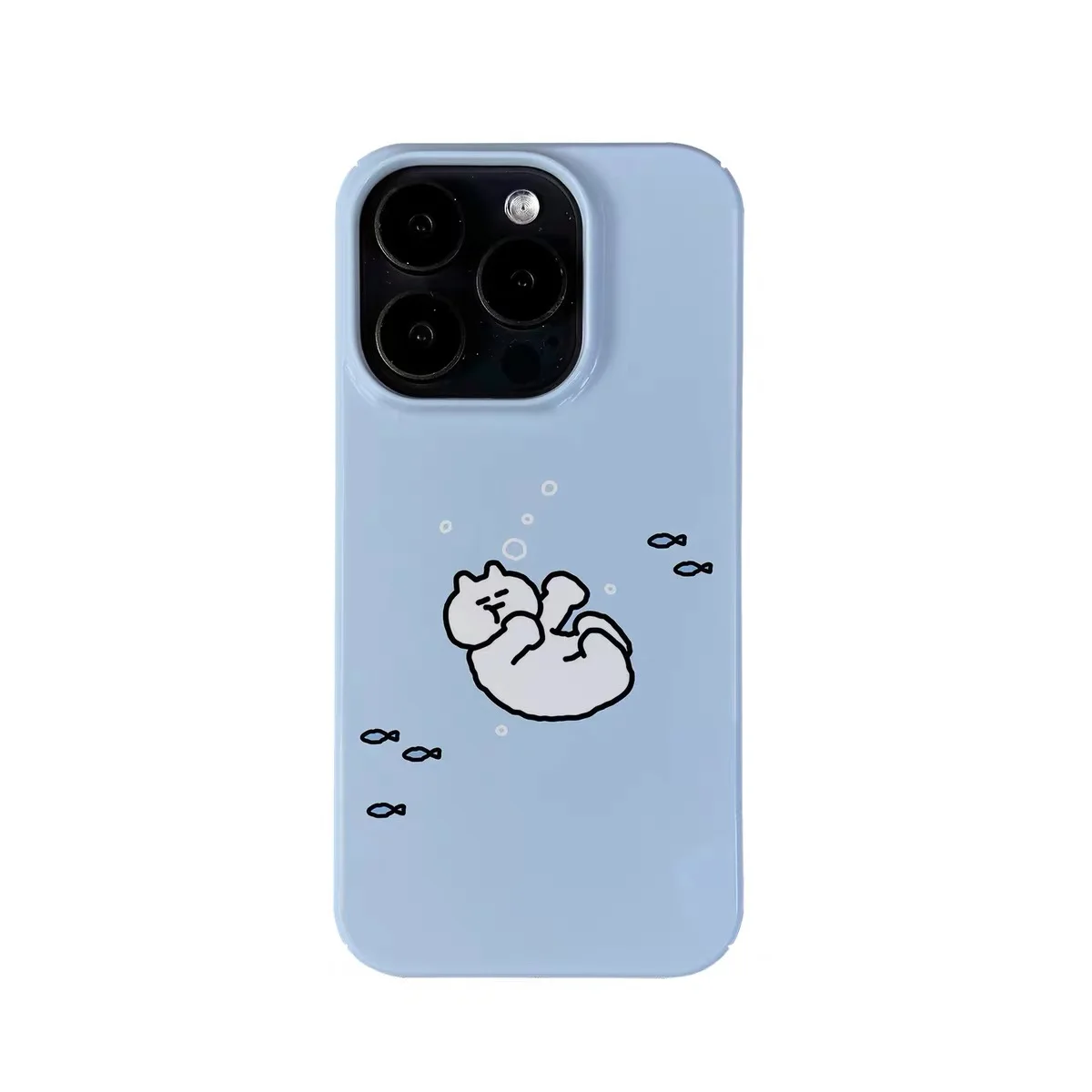 

Blue Solid Color Kitten Falling Into The Water Phone Case for IPHONE 17Air 16E 15PROMAX 14Plus 13 12 MINI 11 Acrylic Phone Cover