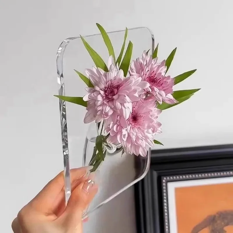 Multifunctional Plastic Photo Frame Vase Desktop Water Flower Holder for Home Office Decor DIY Gift Idea for Women & Friends