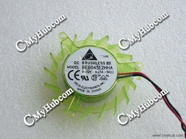 For Delta Electronics BFB04512HHA DC12V 0.21A 4515 4CM 45mm 45X45X12mm 2Pin 2Wire Cooling Fan BFB04512HHA -5H22 5H22 Green