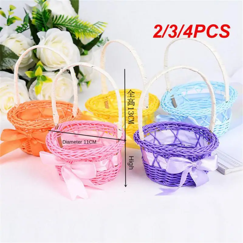 2/3/4PCS A Gift Basket Non-toxic Bread Basket Light Weight Portable Toy Trimmer Hand-woven Rattan Flower Basket Artifacts