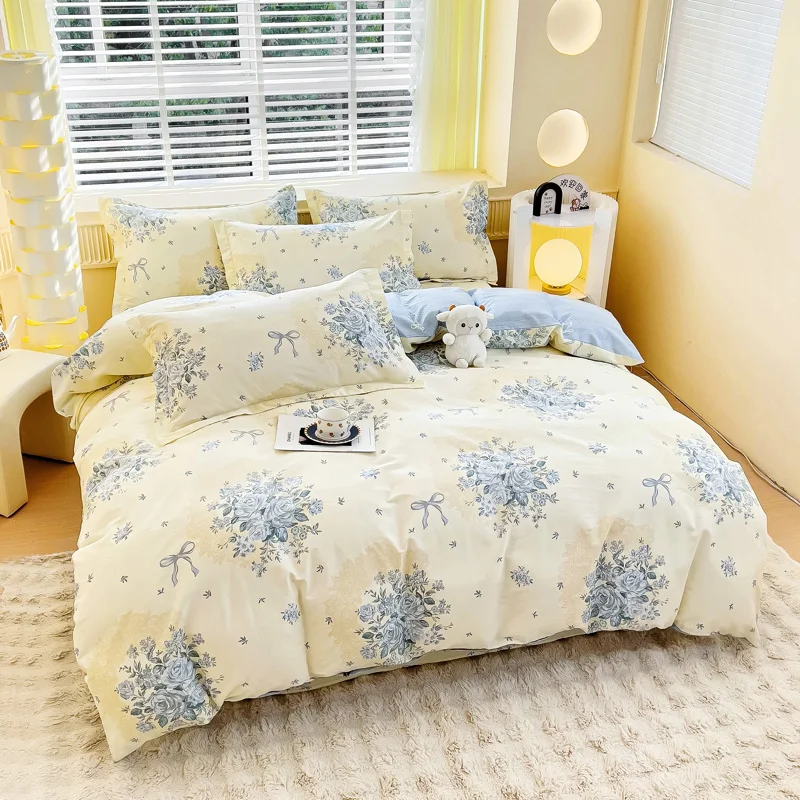 3PC 100% Cotton Duvet Cover Set Printing Bedding Set Cotton Soft Skin Friendly 1 Quilt Cover 2 Pillowcase