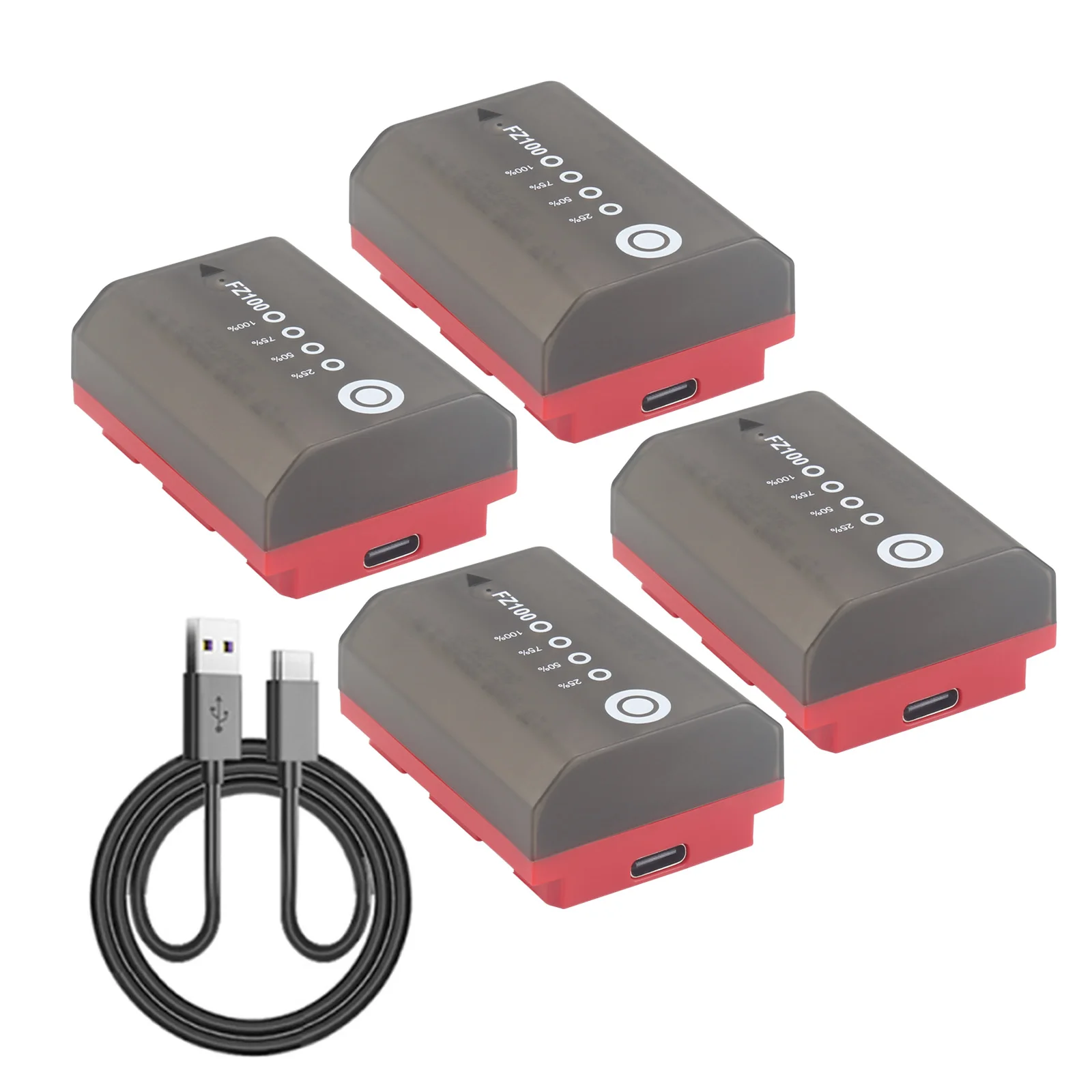 NP-FZ100 2000mAh USB-C Charging Replacement Battery for Sony A7R V A7S III A7R IV A7R III A7 III A7C II A6600 A6700 FX3 ZV-E1