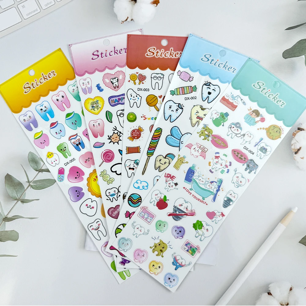Waterproof Teeth Protection Series Sticker Tooth Shaped Mirror Wall Stickers Toothbrush Shape Dentistry Clinic Decorative Gifts - Image 4