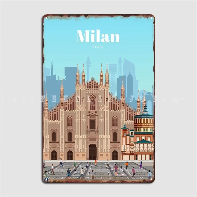 Travel To Milan Metal Sign Club Party Cinema Customize Wall Decor Tin Sign Poster