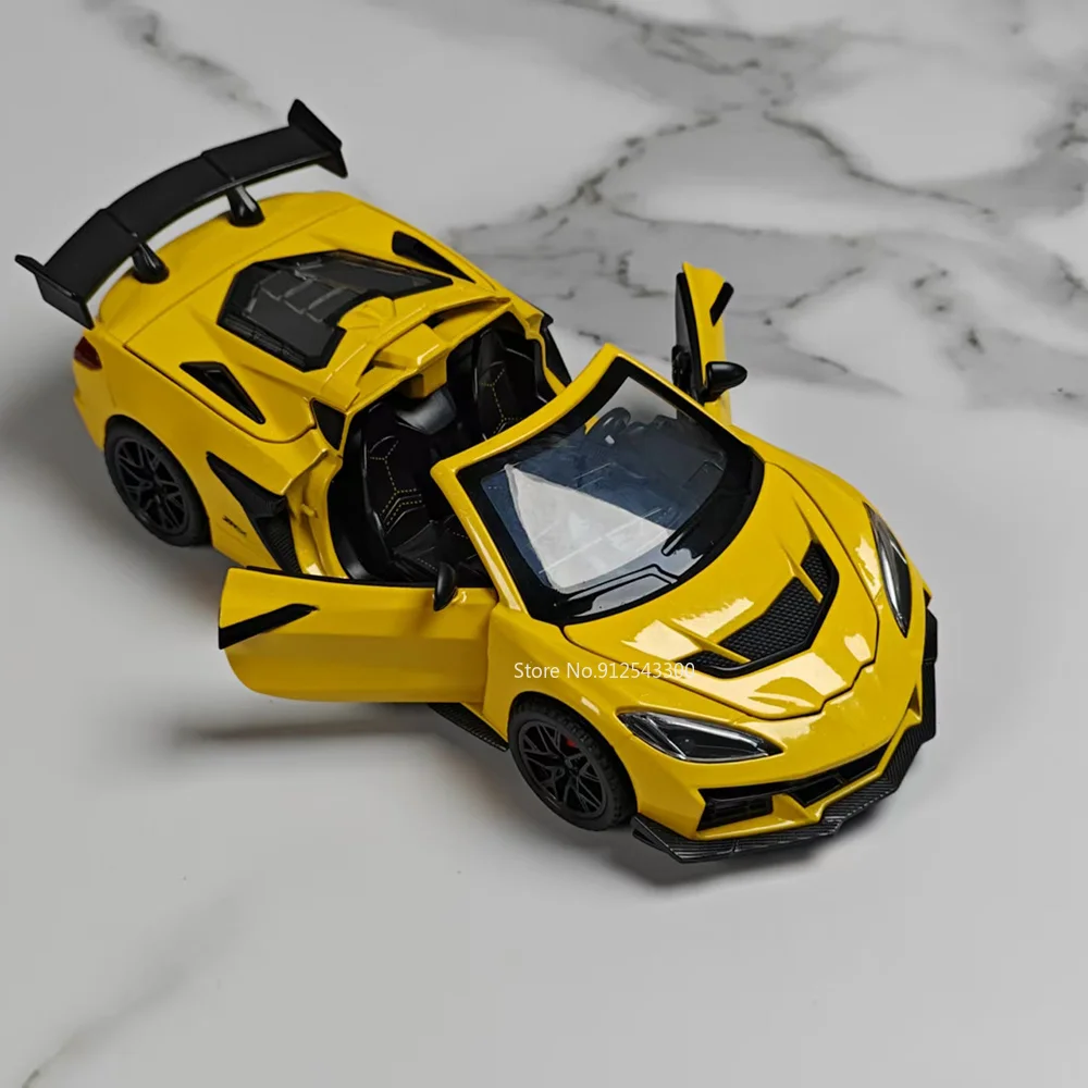 1:32 Scale C8 ZR1X C2 Model Toy Car Metal Diecast Doors Opened Supercar Rear Wheel Pull Back Models Toys Exquisite Gifts view 4
