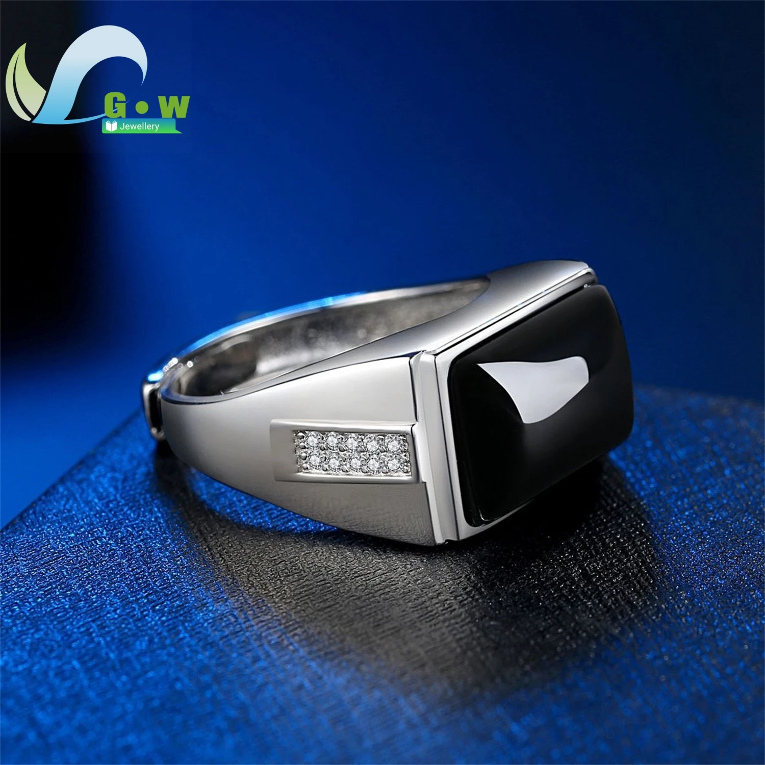 العقيق الأخضر الطبيعي الزمرد العقيق مستطيلة الرجال خاتم قابل للتعديل قابل للفتح زركون خمر مجوهرات هدية له #6