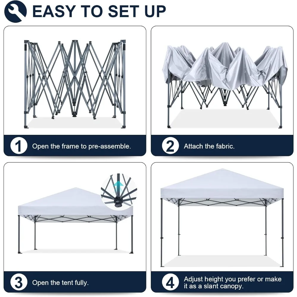 Tente à baldaquin facile et Durable de 12x12 pieds, cadre en acier robuste, équipement de sac à roulettes résistant à l'usure, auvent de protection UV