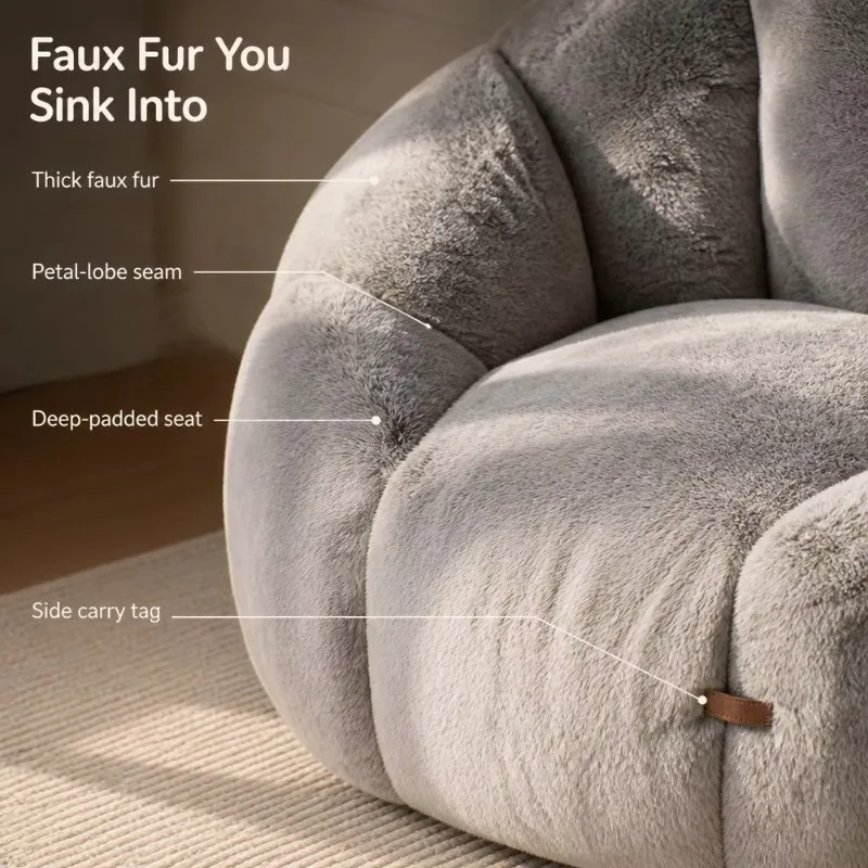 Velvet Chesterfield Sofa 2 Seater Compressed Foam Filled Modern Lazy Bean Bag Chair for Small Apartments
