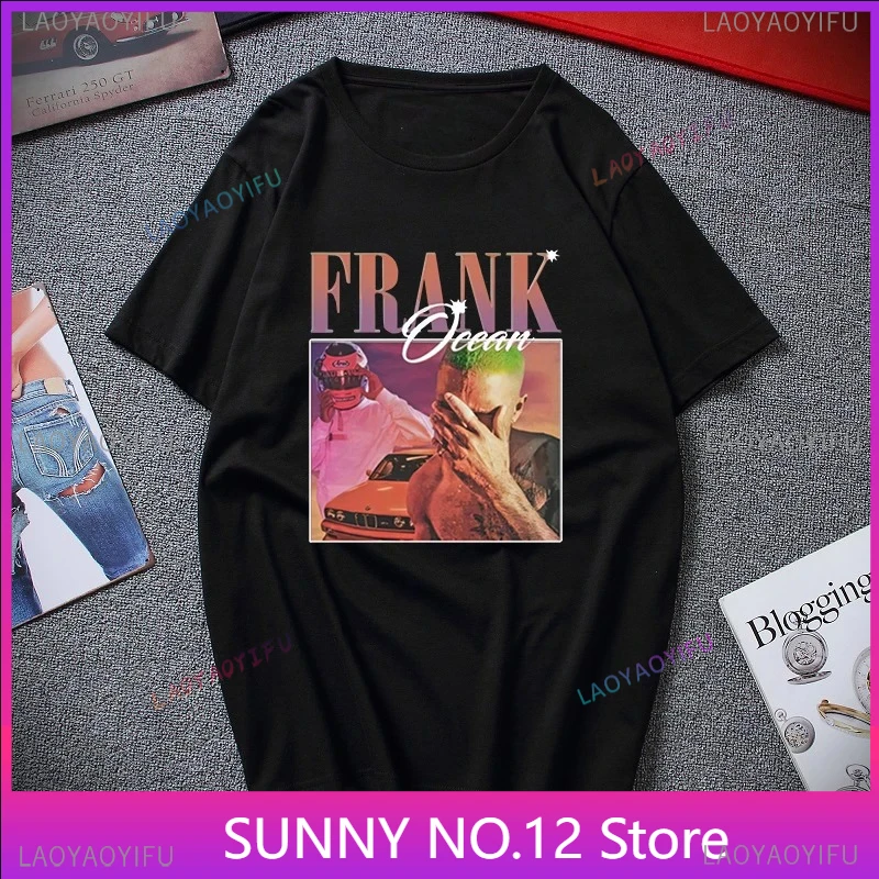 Men Clothing Frank Shirt Ocean Vintage T-Shirt Top Summer Fashion Casual Graphic Popular Trend Hip-hop Streetwear Short-sleev