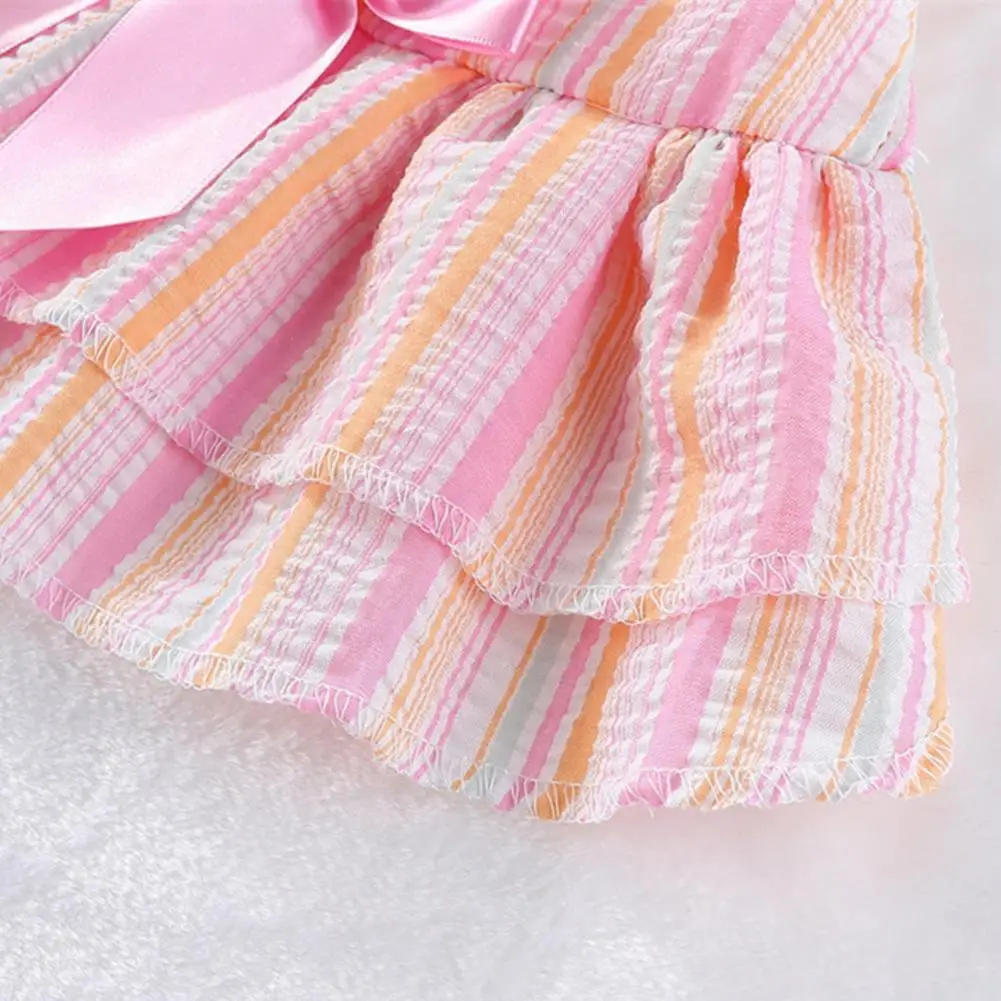 Breathable Pet Clothing Soft Breathable Puppy Princess Dress with Vertical Striped Butterfly Skirt for Shih for Summer for Teddy