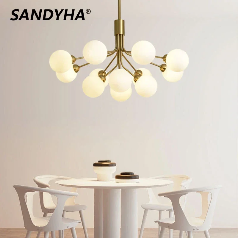 SANDYHA Nordic Pendant Lights Bouquet Magic Bean Glass Ball LED Lamp for Chandelier Living Room Dining Table Lighting Bedroom