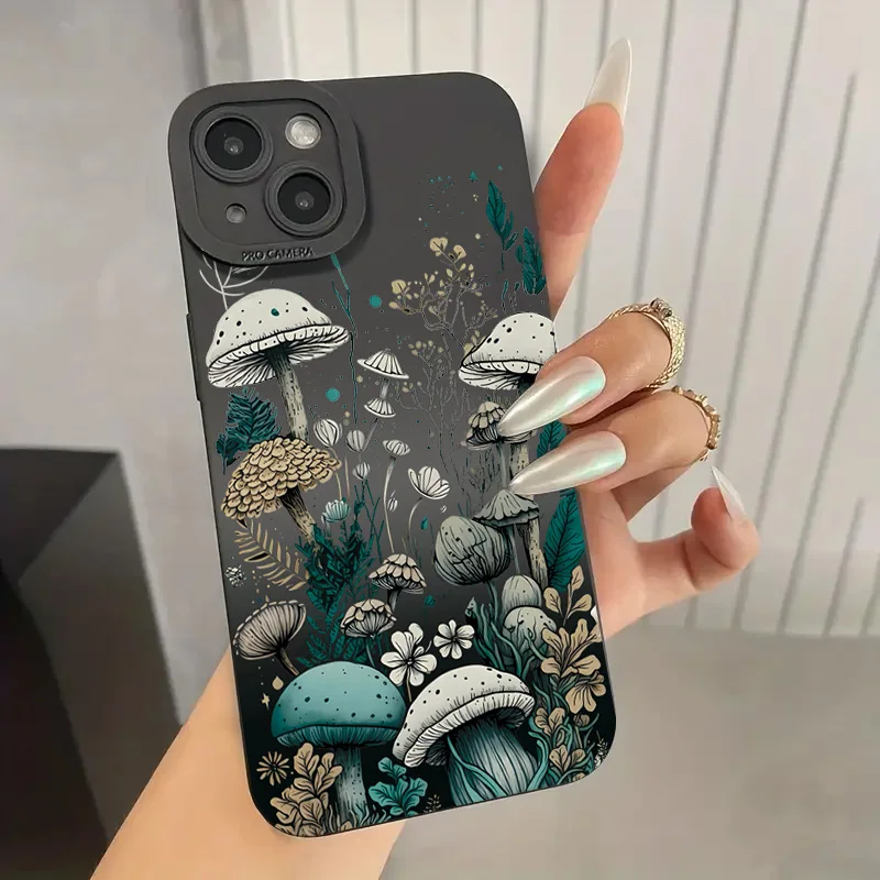 

Floral & Mushroom Patterned Phone Case For iPhone 16 Pro Case iPhone 15 14 13 12 11 Pro Max XS X XR 7 8 Plus 16 Candy Soft Cover