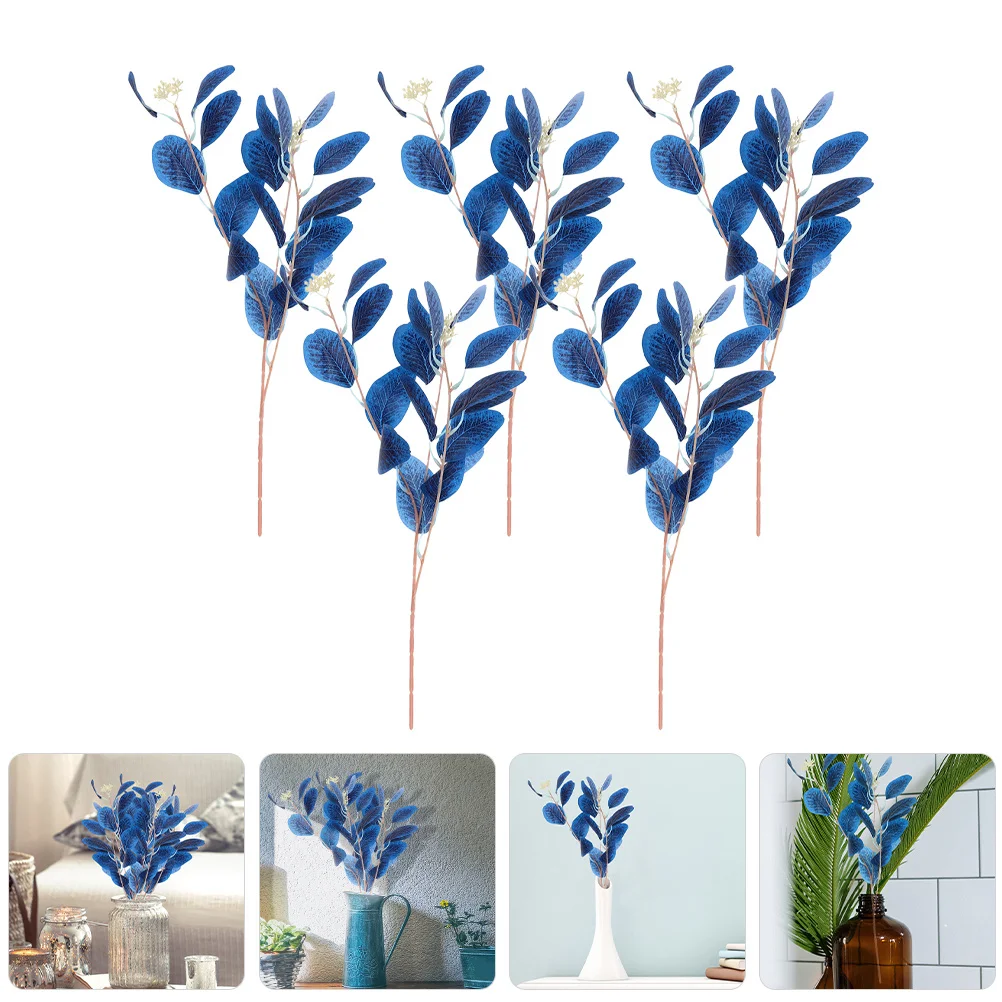

5Pcs Simulation Eucalyptus Leaves Fresh Colored Faux Branches Perfect for Interior Space Refreshing Home Office Shop Plant Decor
