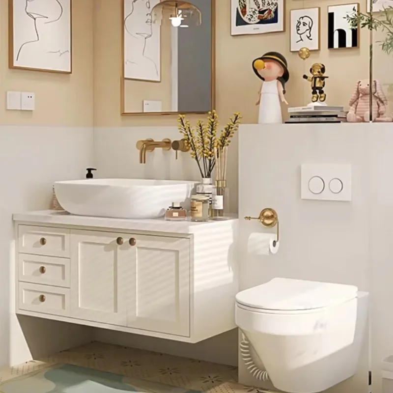 

French wash basin combination American bathroom counter integrated toilet washbasin cabinet