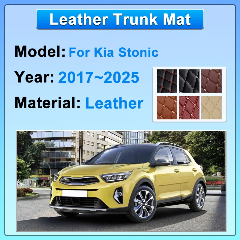Car Leather Floor Cargo Mats For Kia Stonic KX1 YB CUV 2017~2025 2020 Wear-resistant Anti-dirty Protective Pad Auto Accessories