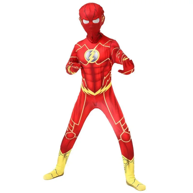 Kids Anime The Flash Man Cosplay Jumpsuit Adult New Year Superhero Carnival Party Fancy Dress with Mask Sets