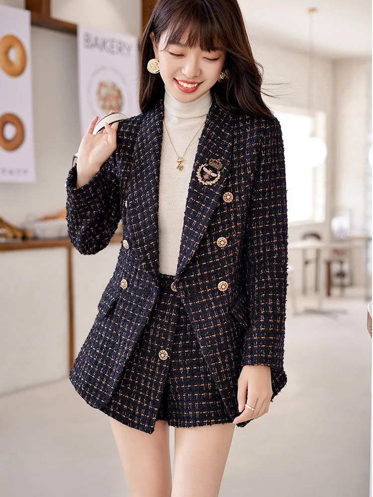 Autumn Winter Formal Women Business Suits with Blazers Coat and Shorts Ladies Office Professional Career Work Wear Outfits