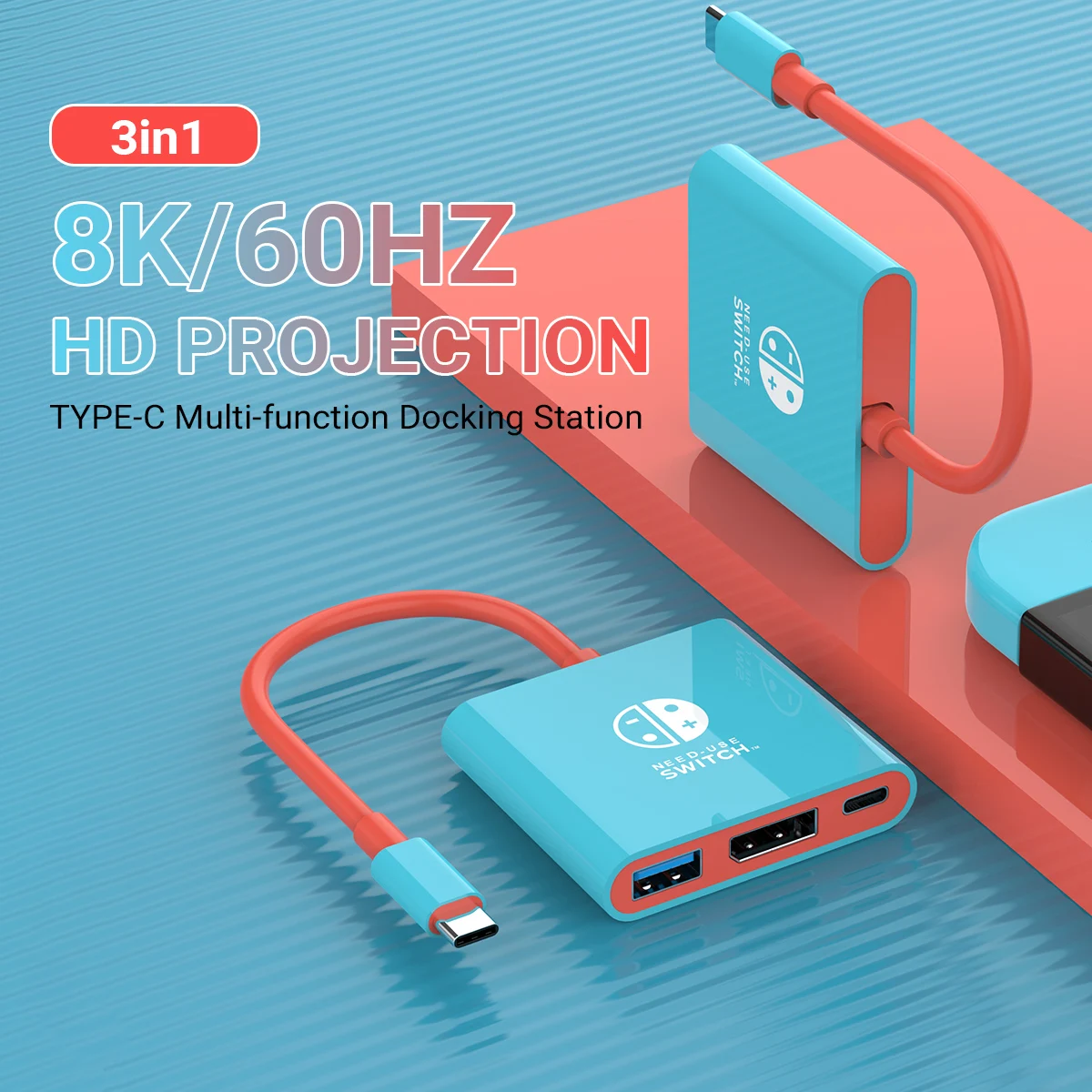 

USB-концентратор 3 в 1, док-станция с переключателем DisplayPort 8K при 60 Гц для MacBook Pro Air