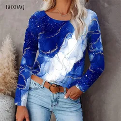 Tie-dye Gradient 3d Print Women Fashion T-shirts Spring Autumn Long Sleeve Loose Casual Oversized Tops 6XL Plus Size Street Tees