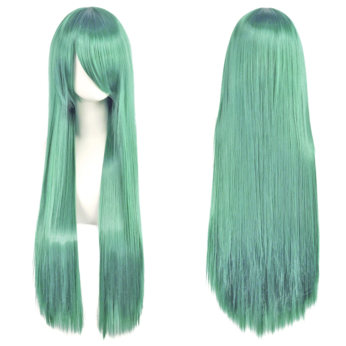 80 cm lange synthetische wit paars cosplay pruiken groen haar rechte zilveren pruik roze haarstukje lolita pruik met pony