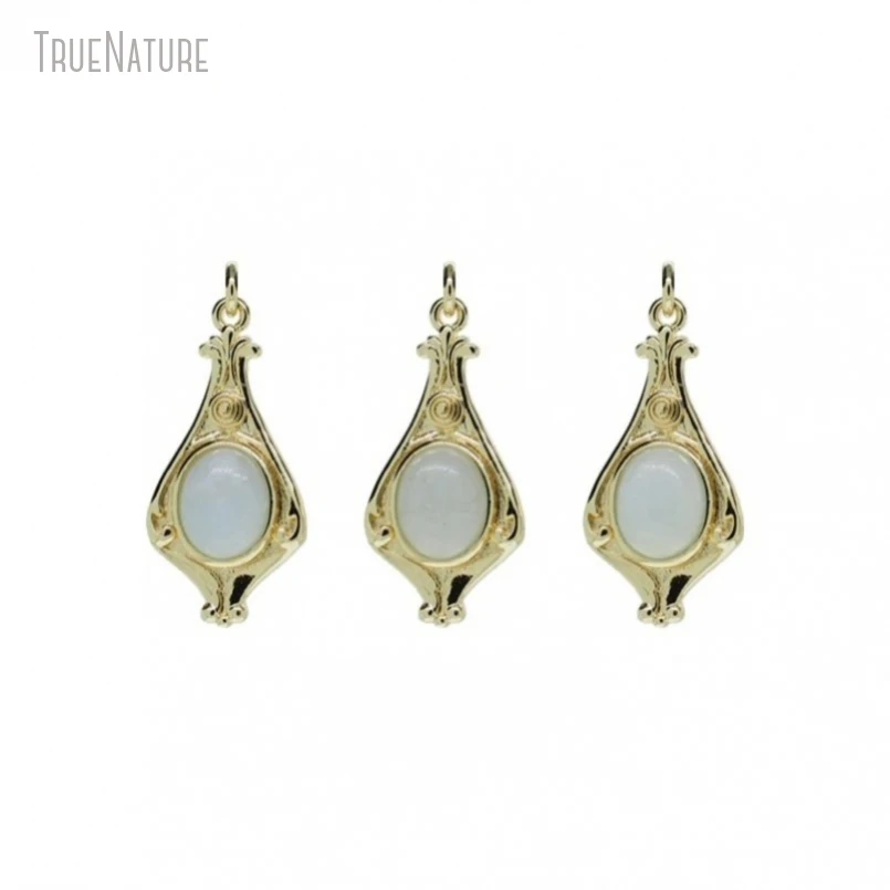 

10Pcs Wholesale Gold Color Aquamarines Drop Shape Teardrop Jewelry Pendant PM50424