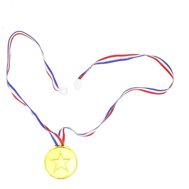 60pcs/set Children Gold Plastic Winners Medals Sports Day Party Bag Prize Awards Toys For Kids Party Fun Supplies High Quality