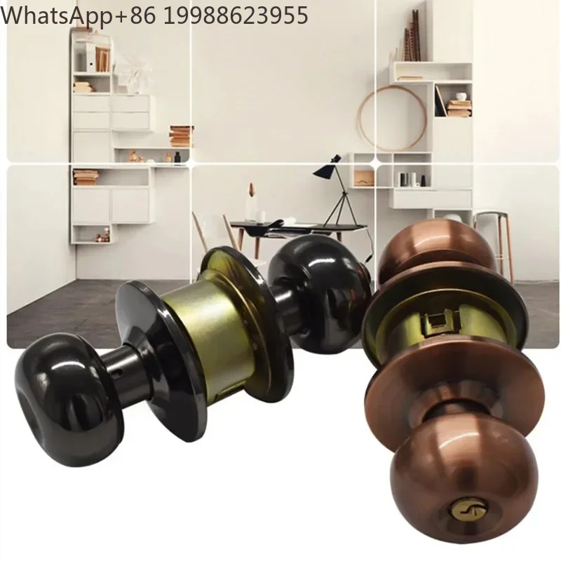 1pcs Bathroom Stainless Steel Door Lock Indoor Spherical Handle Door Locks Kitchen Hardware Deadbolt Lock Home Door Accessories