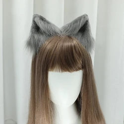 1 Pair Sweet Lovely Furry Animal Ears Hair Clips Anime Wolf for Cosplay Plush Hairpins Halloween Party Costume Accessories