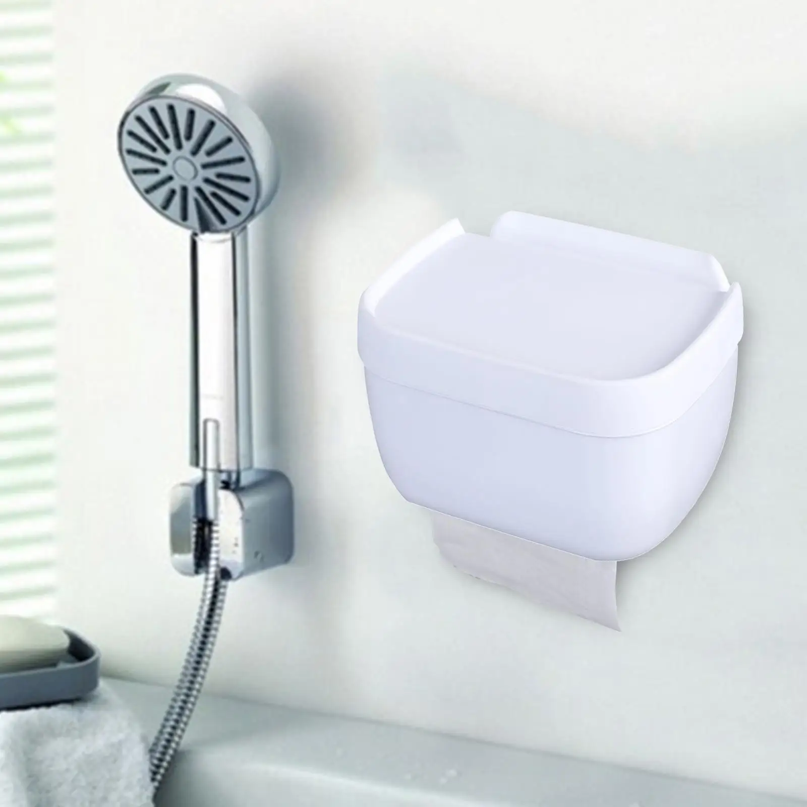 Multifunction Toilet Paper Holder with Shelf Dispenser Self Adhesive for Bedroom Toilet