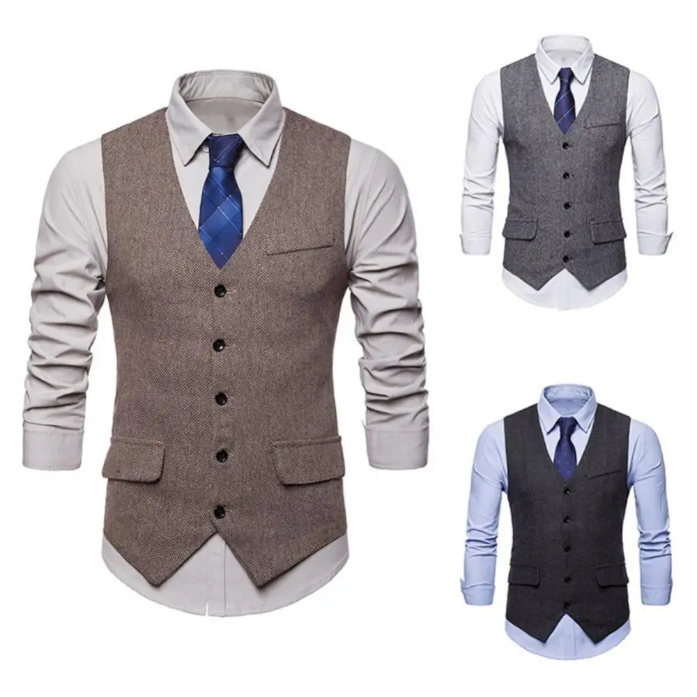 2020 New Arrival Dress Vests For Men Slim Fits Mens Suit Vest Male Waistcoat Homme Casual Sleeveless Formal Business Jacket