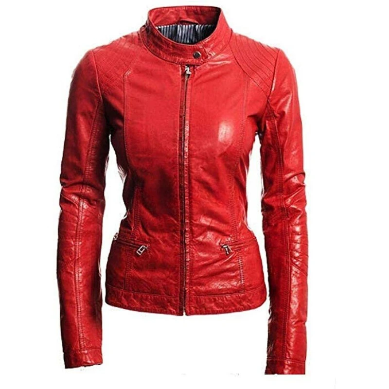 

Women's Slim Fit Authentic Sheepskin 100% Leather Jacket High Quality Coat