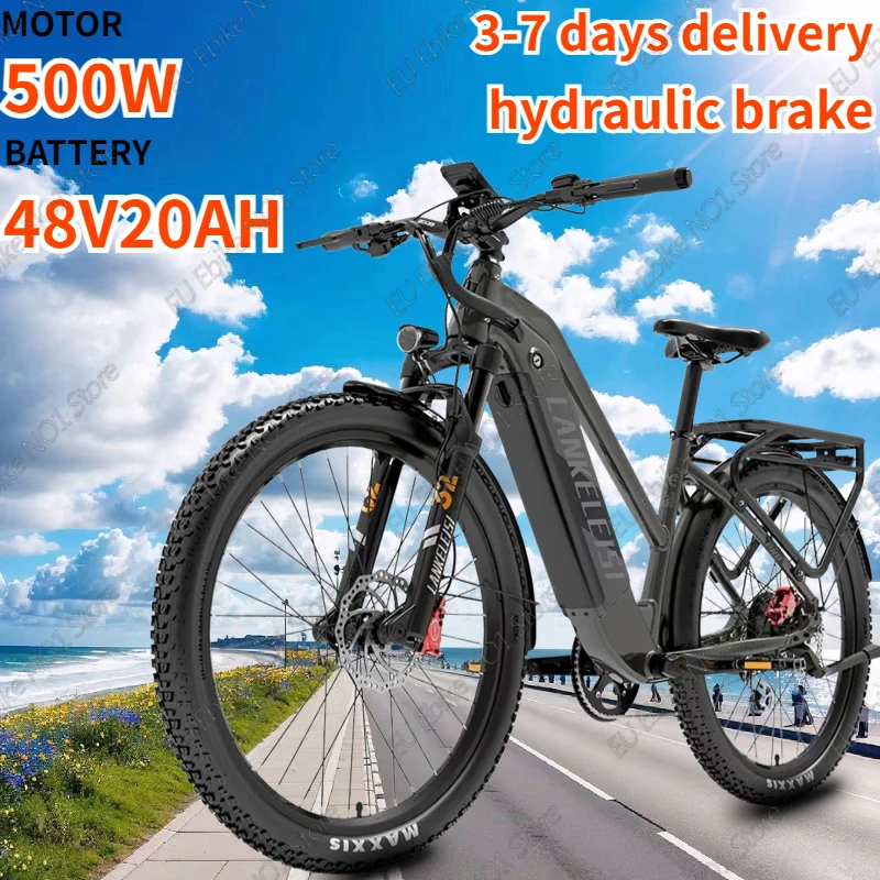 LANKELEISI MX600 Electric Bicycle 500W Motor 48V20AH Battery Hydraulic Brake Electric Bike 27.5 Inch Tire Mountain Snow E-bike