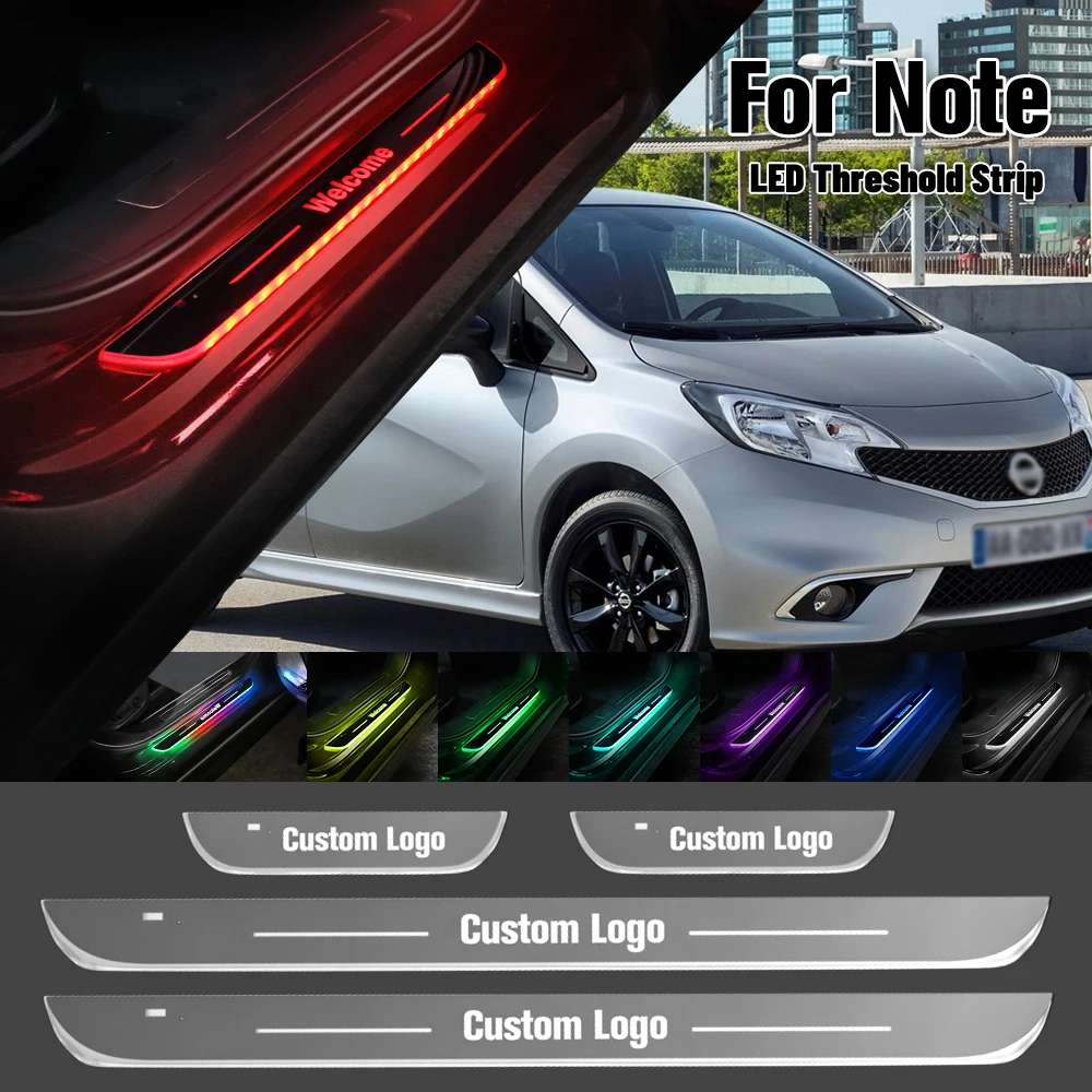 For Nissan Note E11 E12 2006-2019 Car Door Sill Light Customized Logo LED 2015 2018 Welcome Threshold Pedal Lamp Accessories