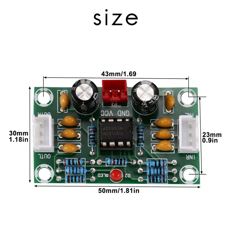 ABGI-5X Mini Preamp Op Amp Modul Amplifier Dual Channel NE5532 Preamplifier Nada Papan 5 Kali Tegangan Lebar 12-30V