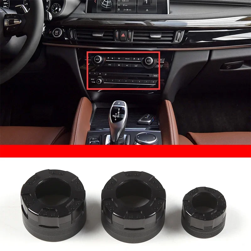 

For BMW X5 X6 F15 F16 2014-2018 Aluminum Alloy Black Car Volume Air Conditioning Knob Ring Sticker Car Interior Accessories