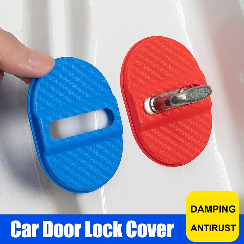 4 Pcs ABS Universal Car Door Lock Protective Cover Plastic Cushion Anti Rust Sleeve Car Door Lock Anti Rust Sleeve Car Accessory