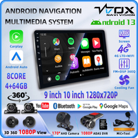 Car Stereo Head Unit Radio Wireless CarPlay Android Auto 9 10 Inch 8CORE Universal o Bluetooth WiFi 4G LTE GPS 720P QLED AHD DVR