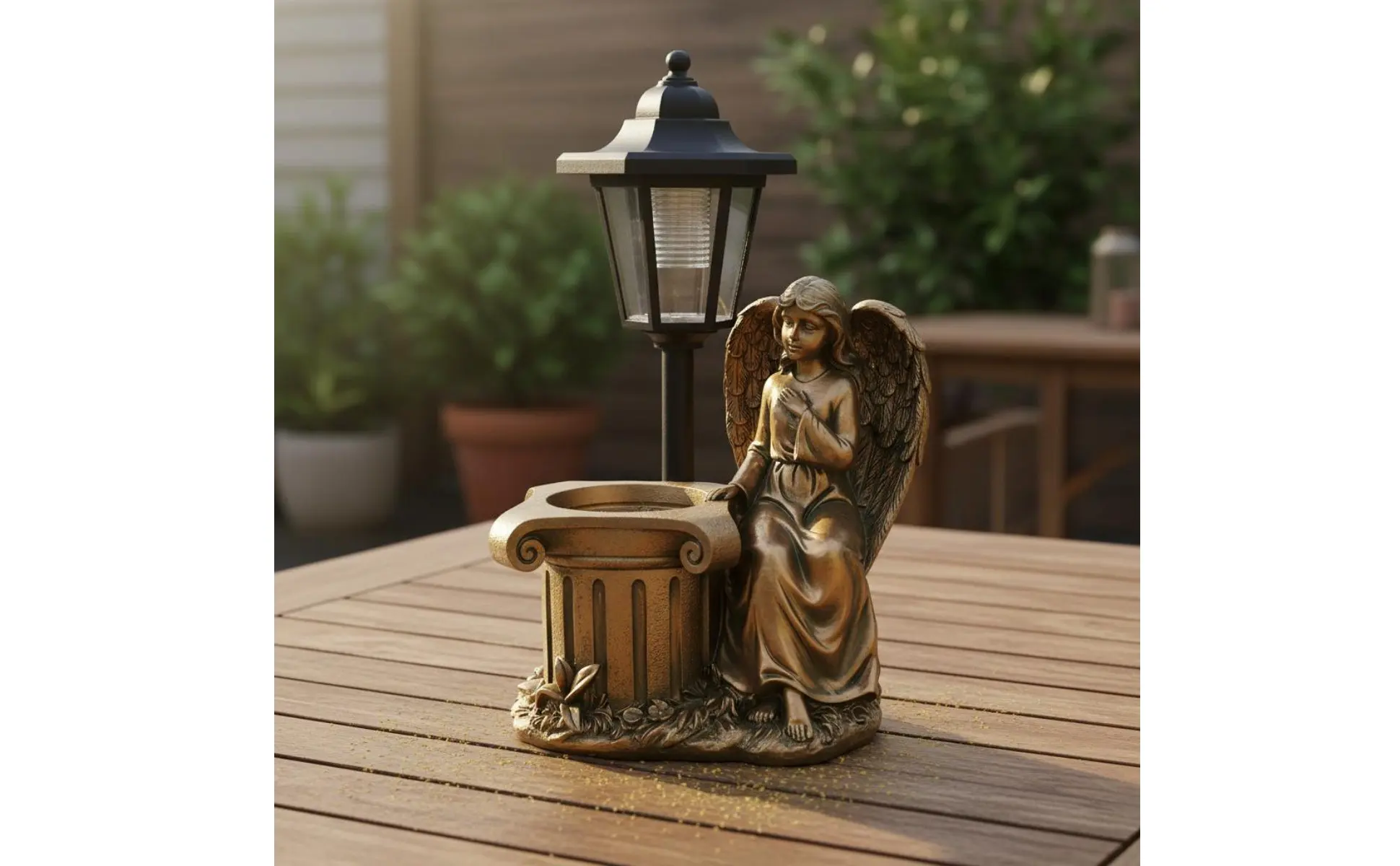 Solar Angel Statue Flower Pot Design Angel Planter Light Fairy Statue Resin Material Outdoor Decor Welcome Sign for Pathway