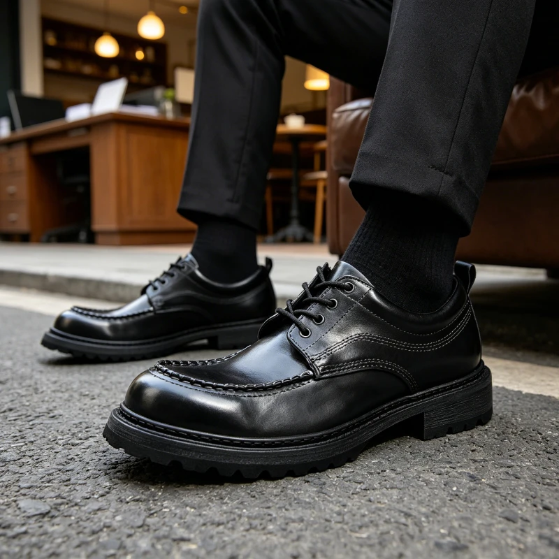 

Men's Retro Washed Business Casual Leather Shoes Male Horsehide Work British Style Handmade Genuine Leather Dress Shoes
