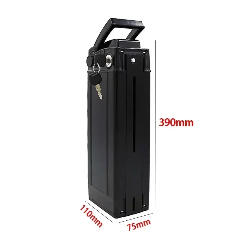 36V 48V 52V 60AH Electric Silver Fish Style  Bike Battery 36V 48V 52V for Lithium Battery with Aluminum Case Anti-theft Lock