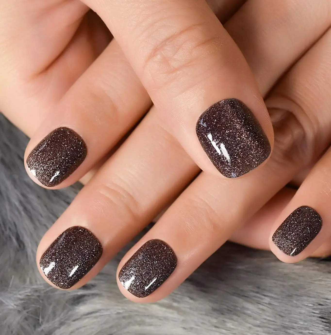 30Pcs Full Cover Fake Nails with Design, Reusable Press on Nails Kit with Glue & File, Gray Star Point